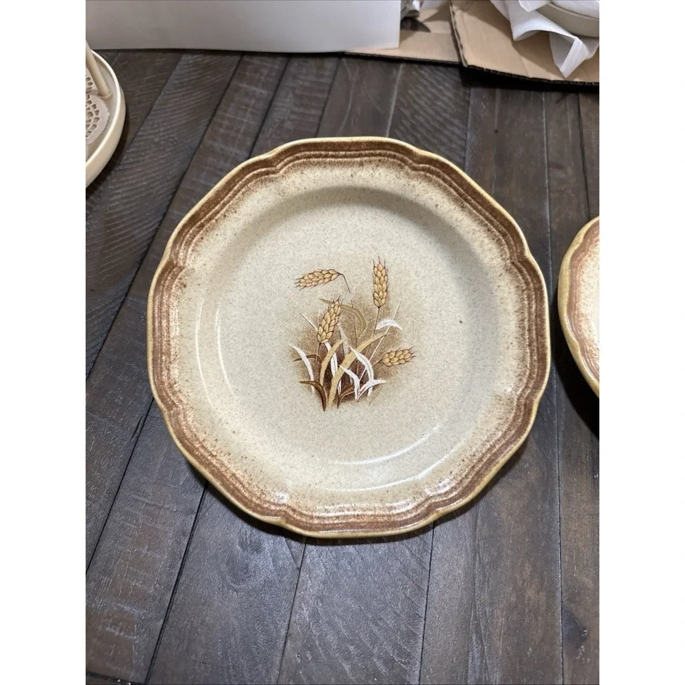 Mikasa‎ Whole Wheat E8001 Granola Plates Set of 3 Brown Rim Wheat Japan